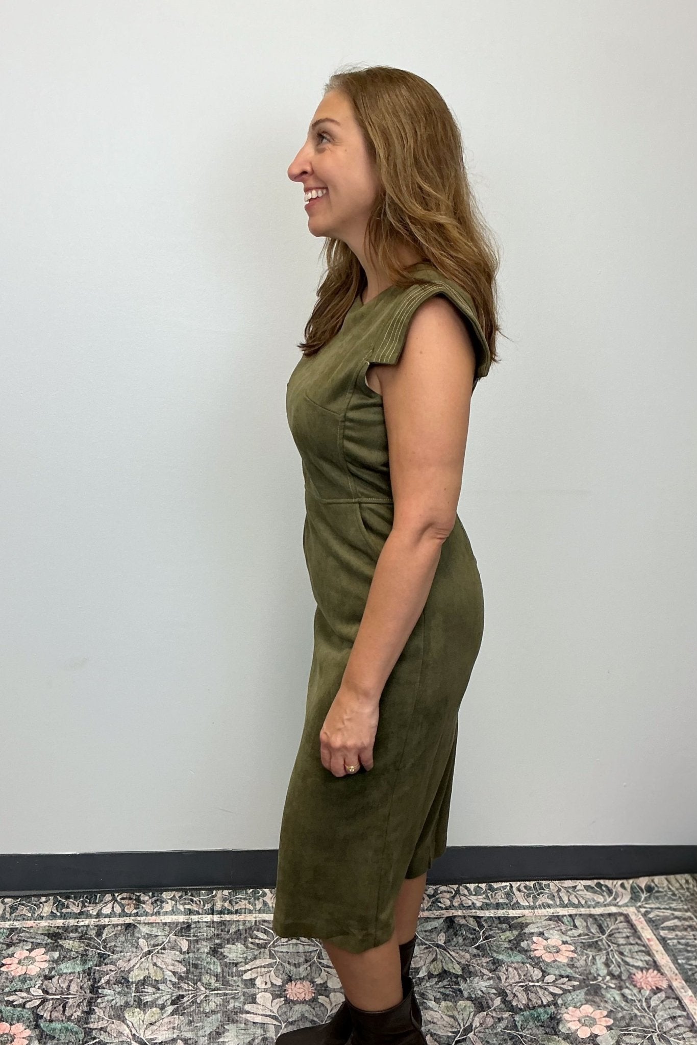 THML Suede Dress - Olive - THML Clothing