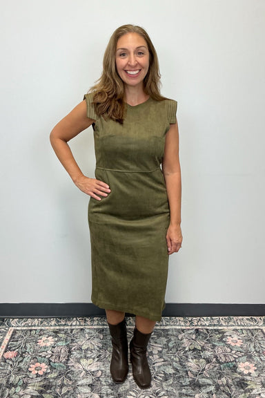 THML Suede Dress - Olive - THML Clothing