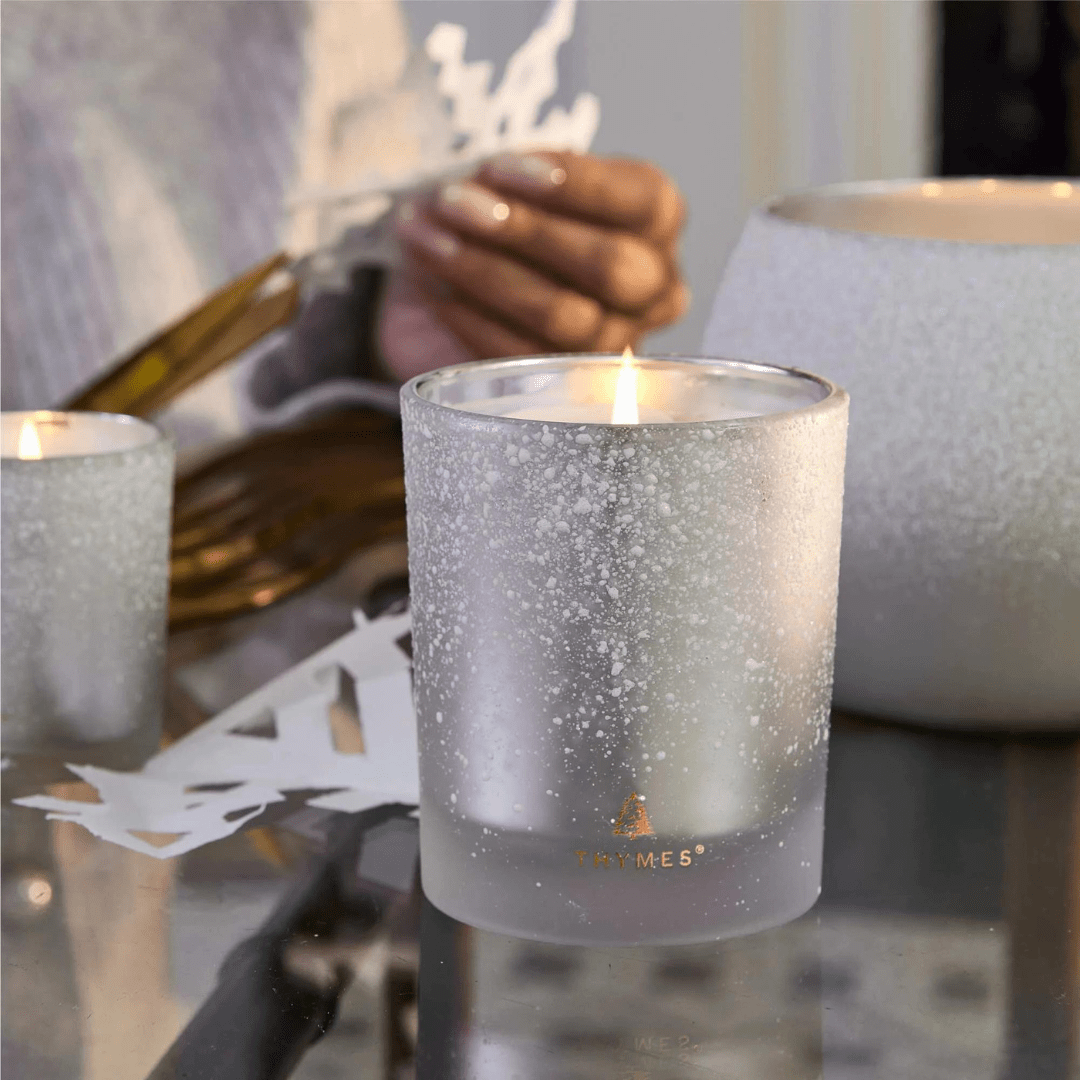 Thymes Flocked Poured Candle - Frasier Fir - Thymes