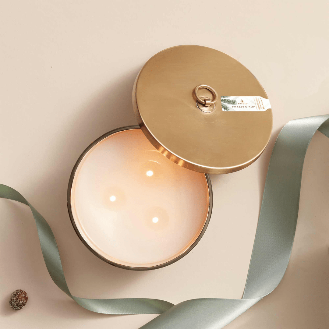 Thymes Frasier Fir Frosted Plaid 3 - Wick Candle - Thymes