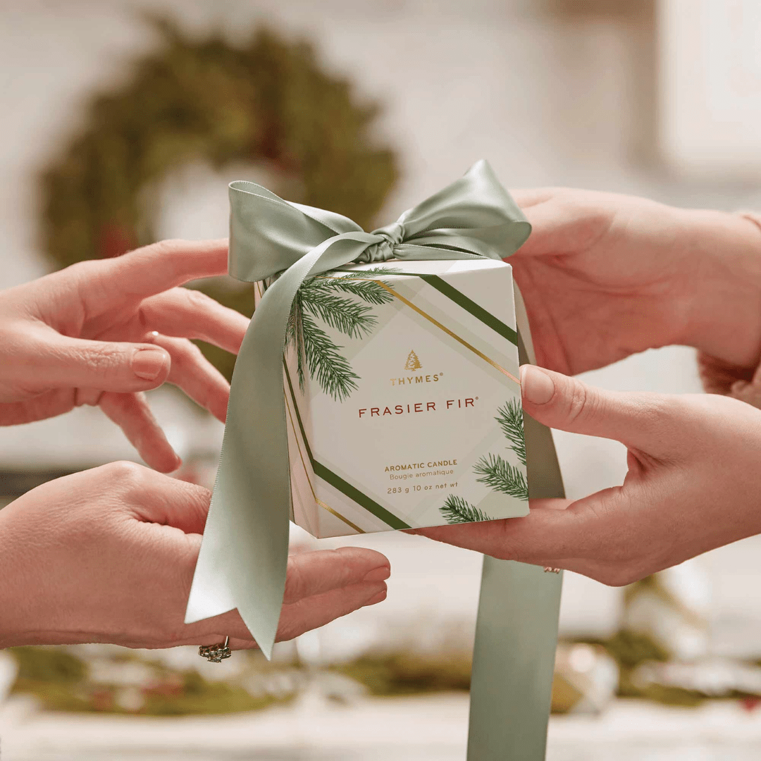 Thymes Frasier Fir Frosted Plaid Votive Candle - Thymes