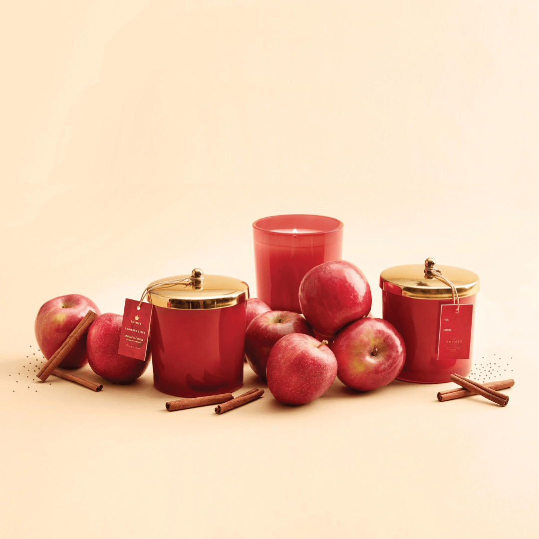 Thymes Harvest Red Poured Candle - Simmered Cider - Thymes