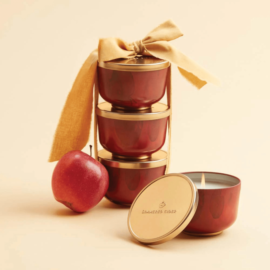 Thymes Poured Candle Tin - Gold - Simmered Cider - Thymes