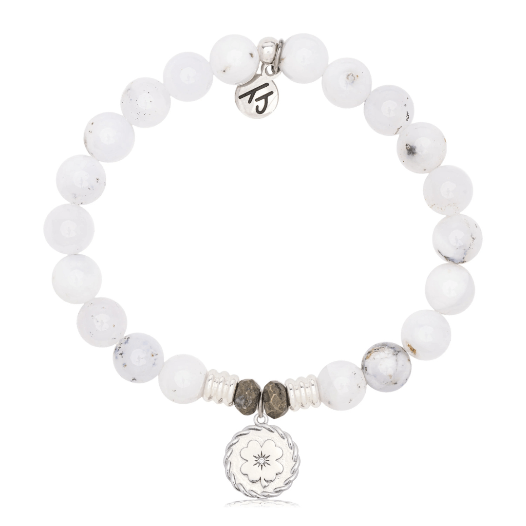 T.Jazelle Four Leaf Clover Charm Bracelet - White Chalcedony - T. Jazelle