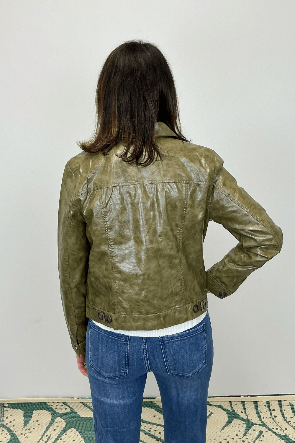 Tribal Button Front Faux Leather Jacket - Olive Leaf - Tribal Sportswear