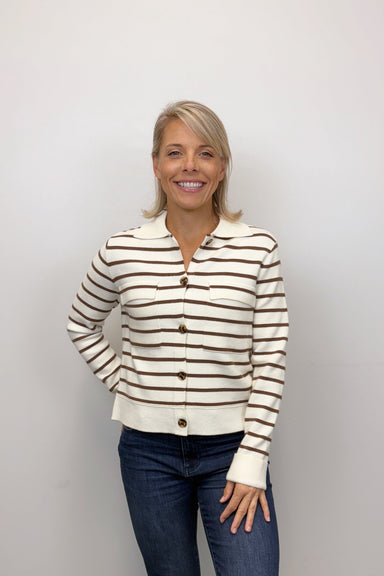 Tribal Collared Sweater Cardigan w/ Pockets - Moonstone - Tribal Sportswear