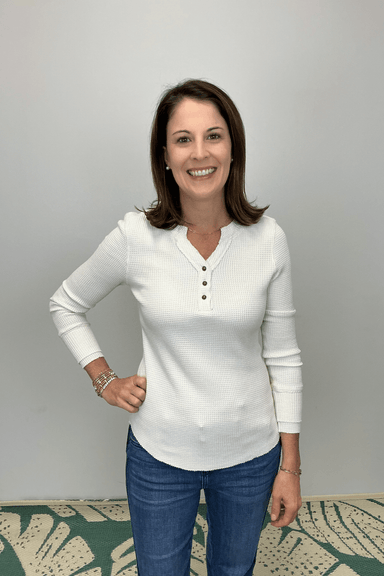 Tribal Henley Top with Buttons - Eggshell - Tribal Sportswear