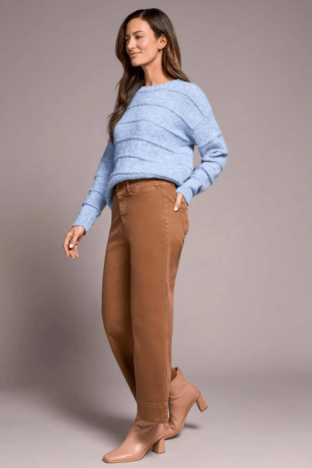 Tribal High Rise Fly Front Palazzo Pant - Walnut - Tribal Sportswear