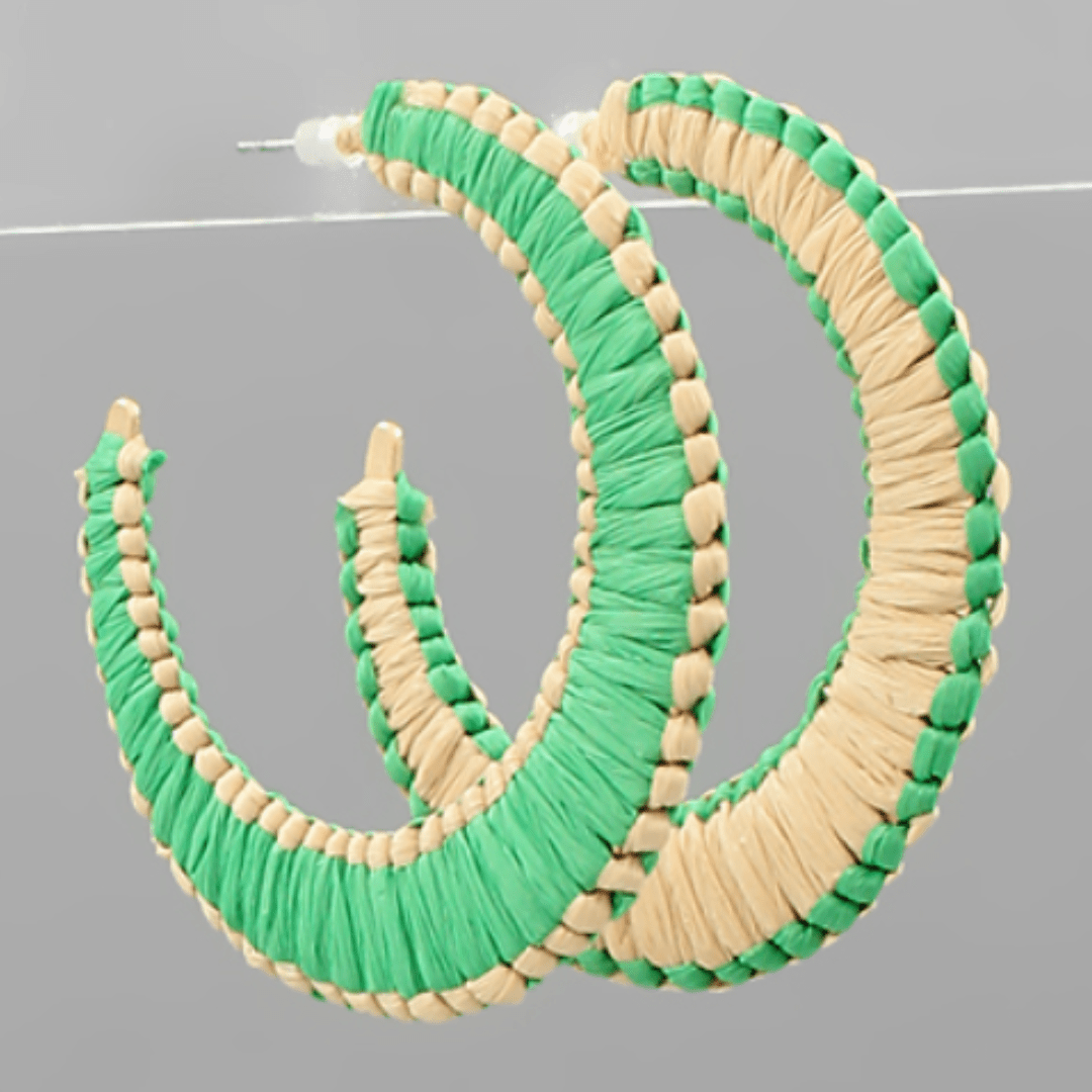 Two - tone Raffia Flat Hoop - Golden Stella