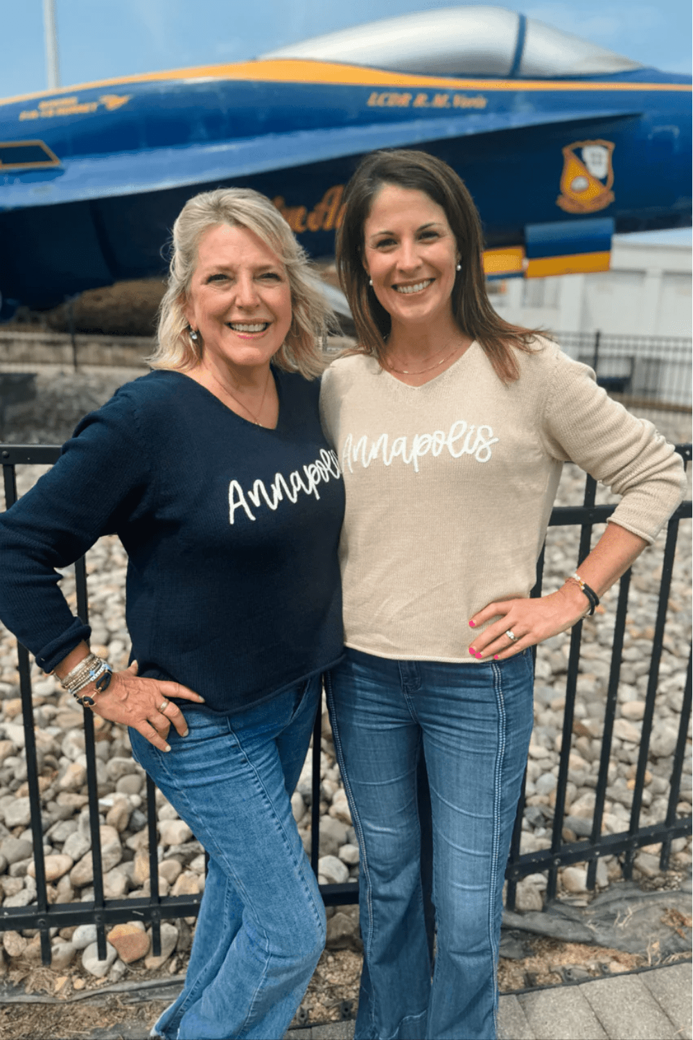 V - Neck Embroidered Sweater - Annapolis - Pearls & Camo