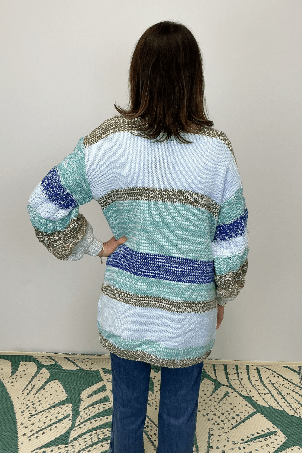 Very Moda Bubble Sleeves Knit Cardigan - Blue Mint - Very Moda