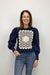Very Moda Crochet Square Bishop Sleeve Sweater - Navy - Very Moda