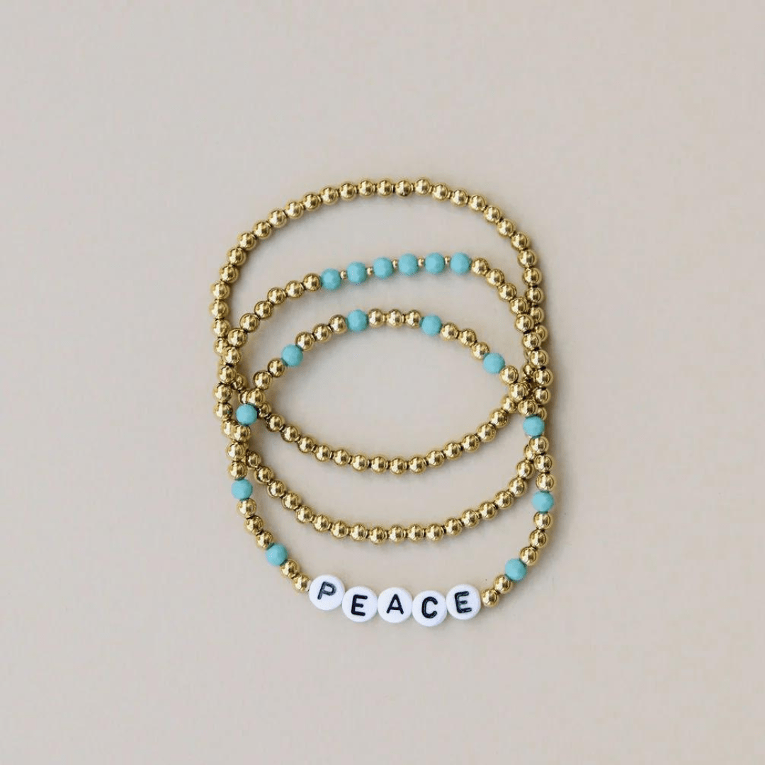 Vintage Sparrow Peace Beaded Bracelet Stack - Vintage Sparrow, The