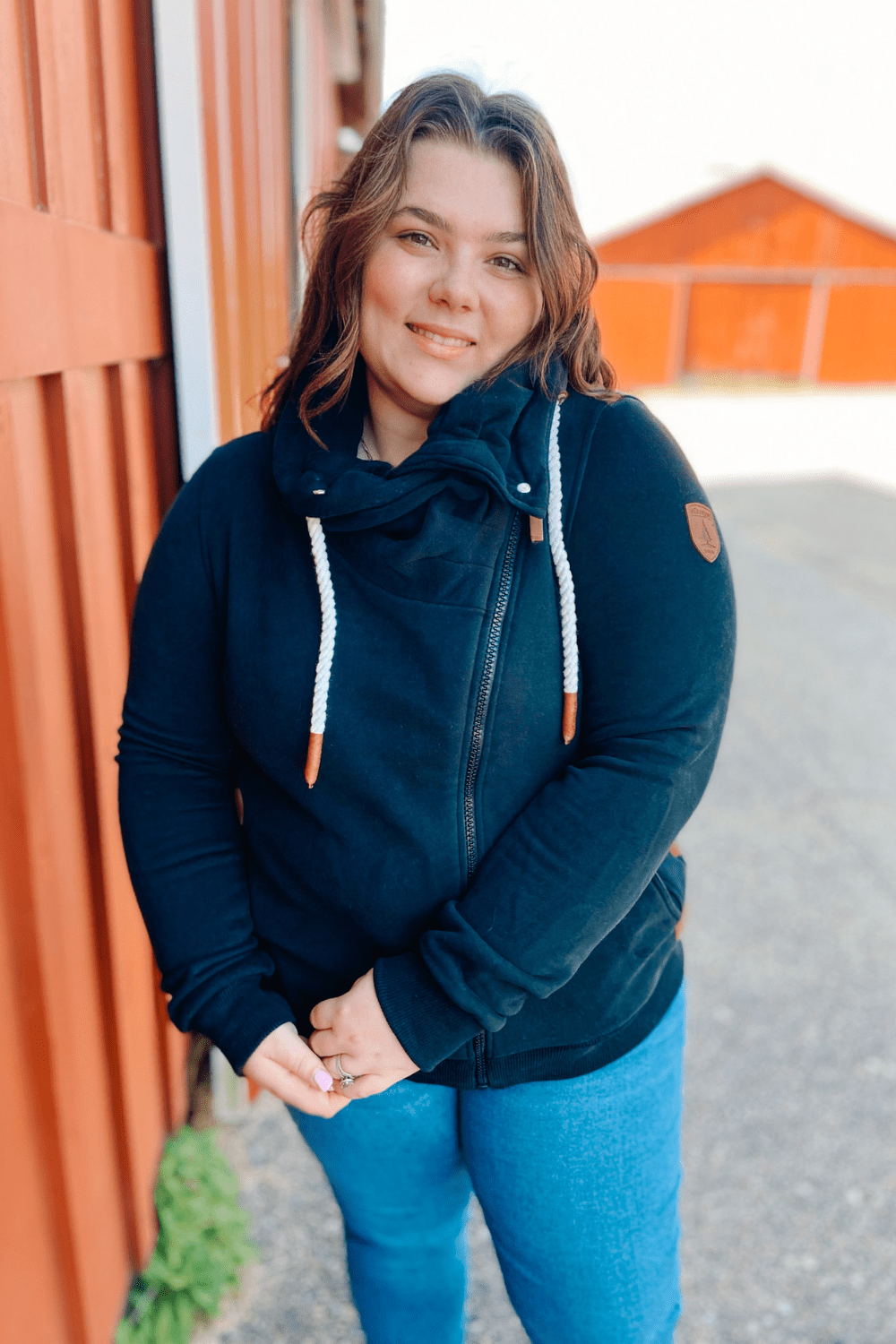 Wanakome Hestia Zip Cowl Neck Sweatshirt - Black - Wanakome