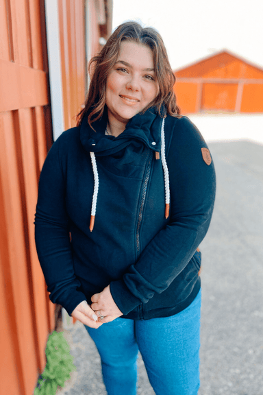 Wanakome Hestia Zip Cowl Neck Sweatshirt - Black - Wanakome