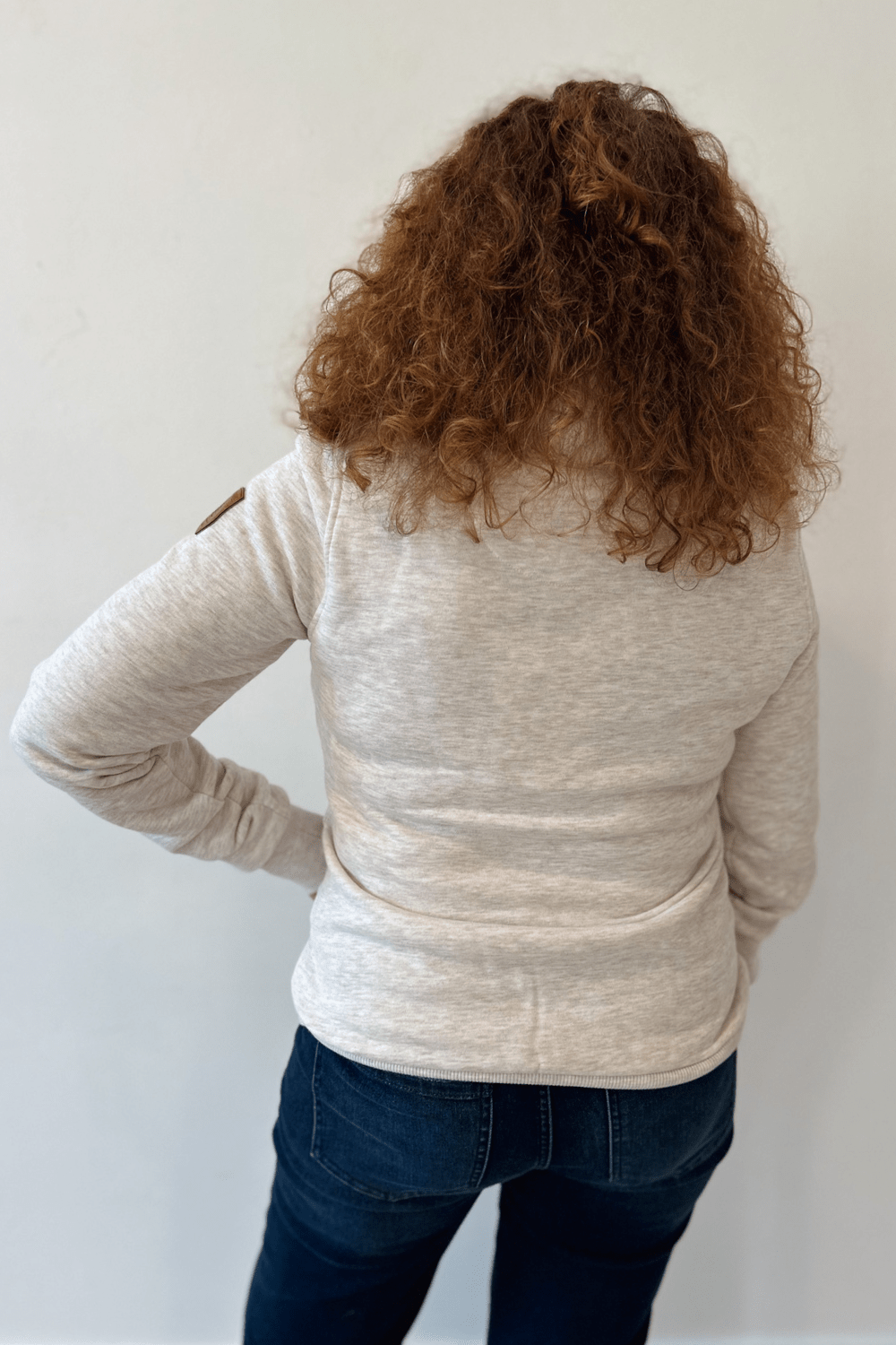 Wanakome Hestia Zip Cowl Neck Sweatshirt - Heather Oatmeal - Wanakome