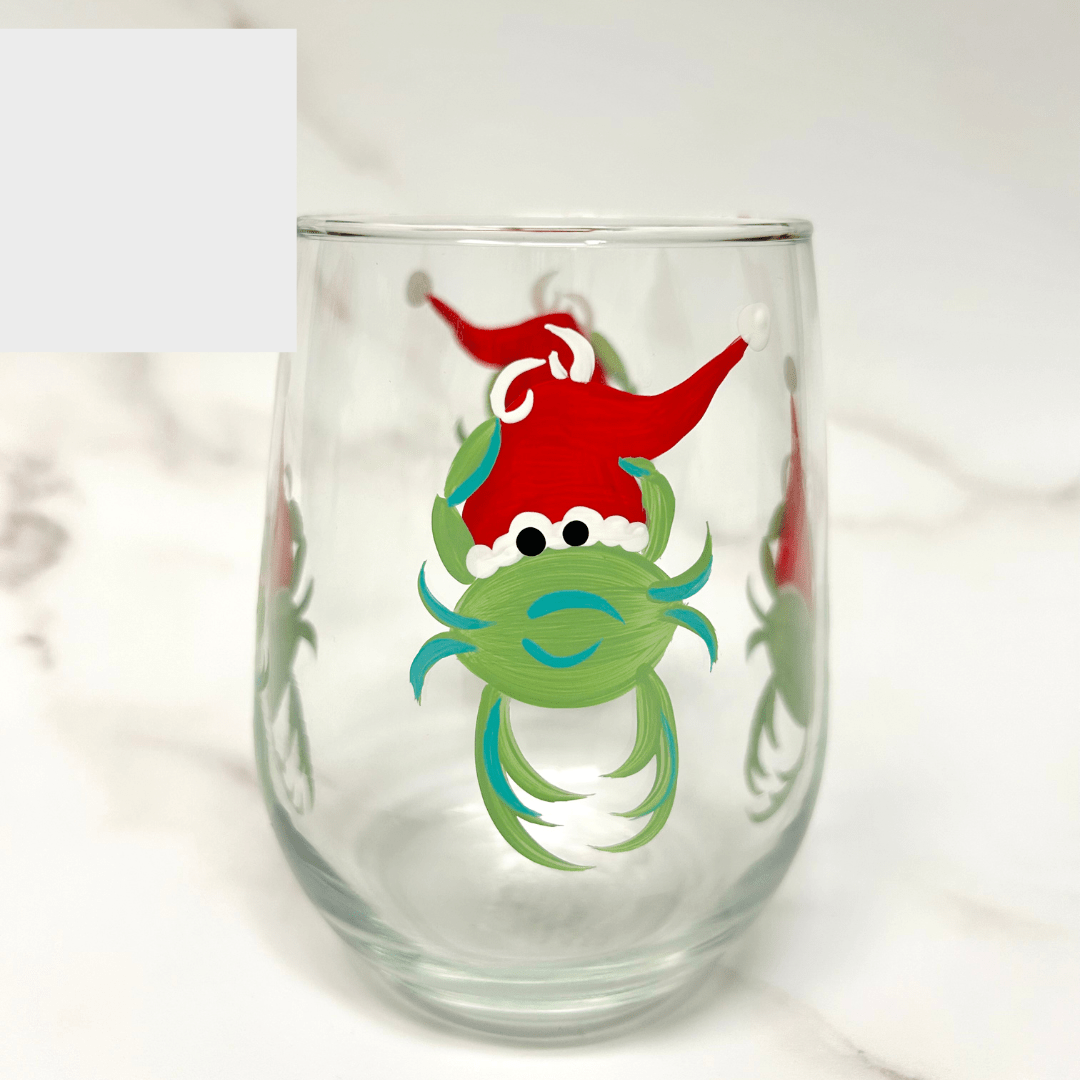 Wine by Design Hand - painted Santa Crab Stemless Glass - Wine By Design