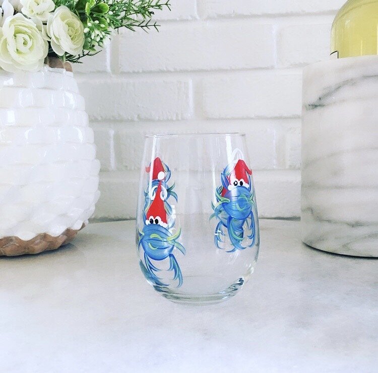 Wine by Design Hand - painted Santa Crab Stemless Glass - Wine By Design