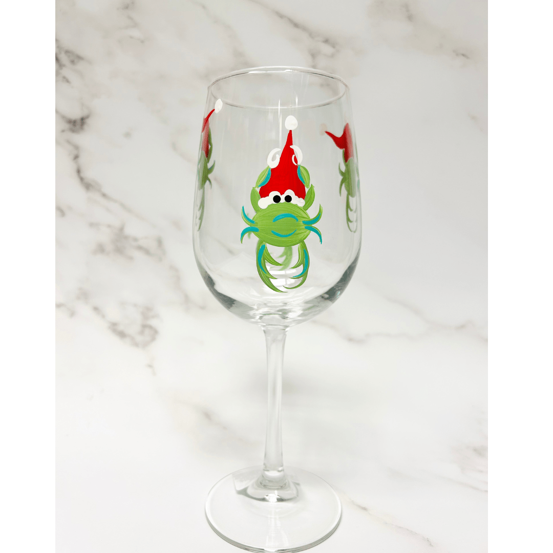 Wine by Design Hand - painted Santa Crab Wine Glass - Wine By Design