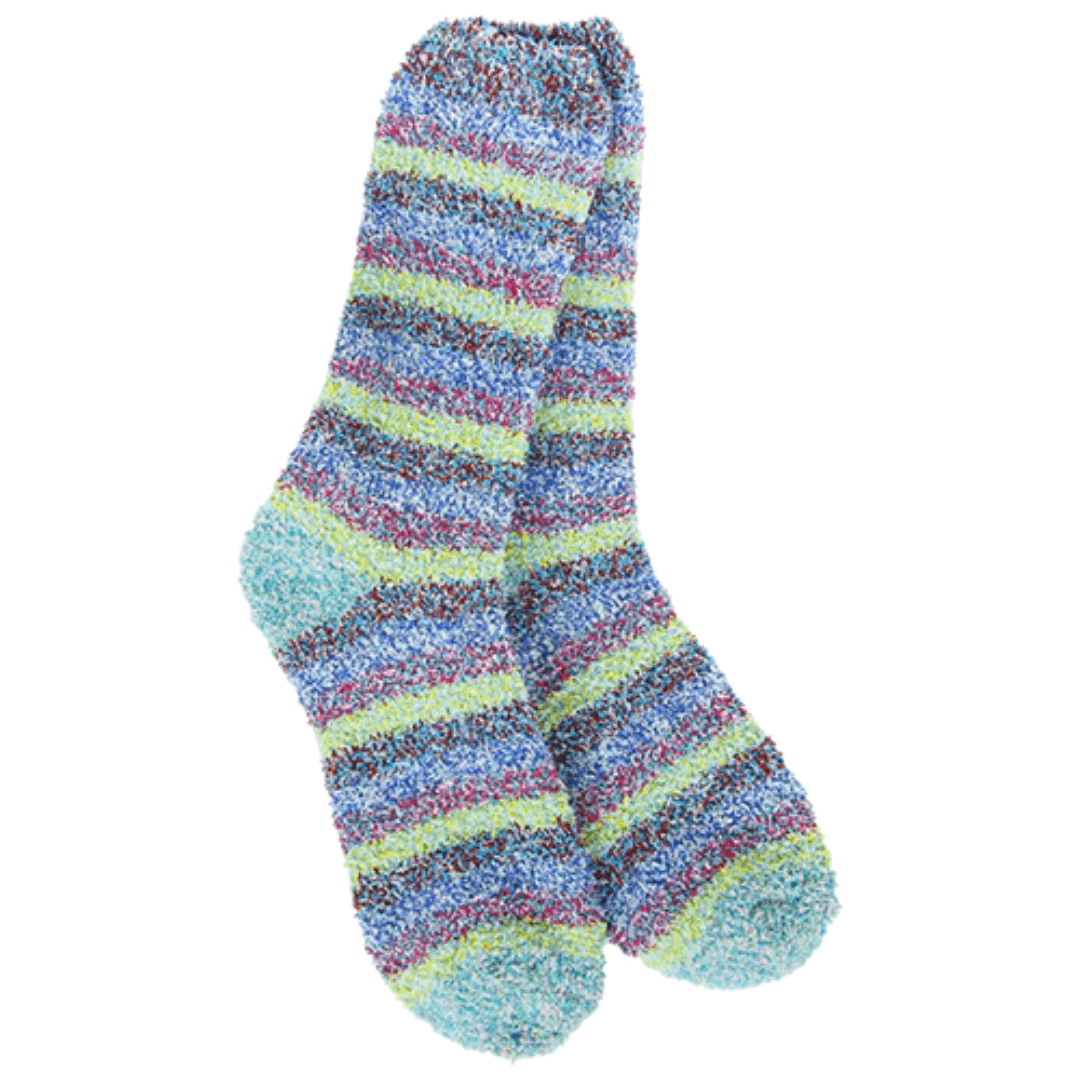 World's Softest Cozy Garden Stripe Crew Socks - Balmy Multi - World's Softest