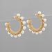 Wrapped Raffia and Pearl Hoops - Golden Stella