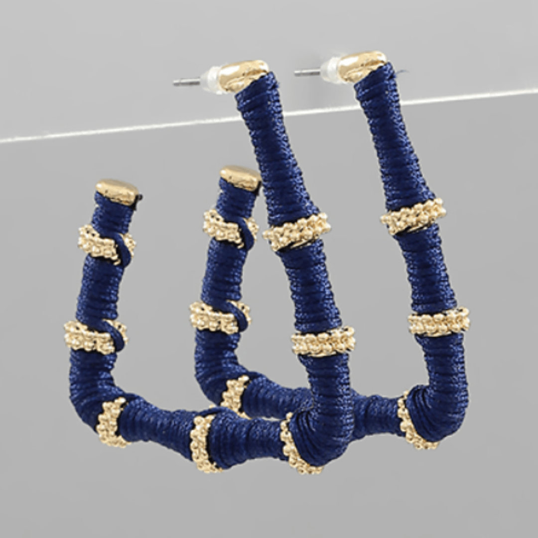 Wrapped Thread Trapezoid Hoops - Golden Stella