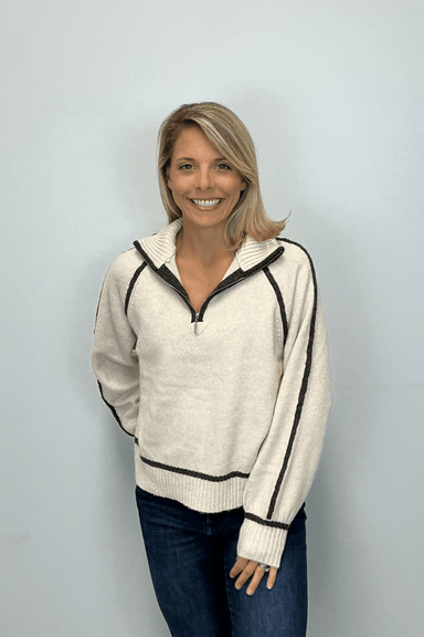 Z Supply Alps Half Zip Sweater - Light Heather Oatmeal - Z Supply