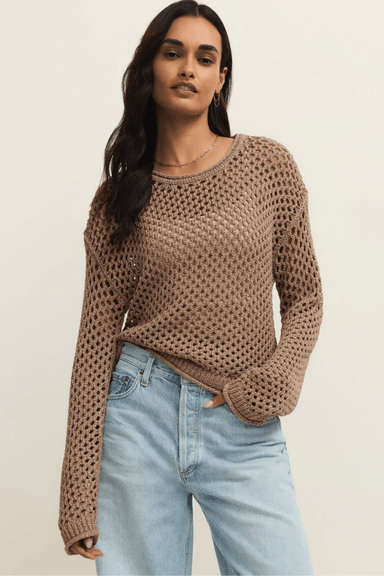 Z Supply Cala Shimmer Crochet Sweater - Campfire - Z Supply