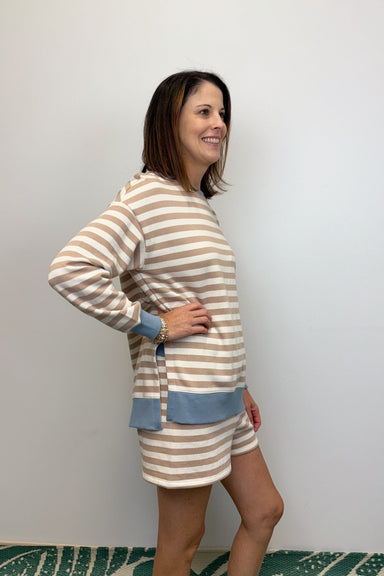 Z Supply Layer Up Stripe Sweatshirt - Evening Sand - Z Supply