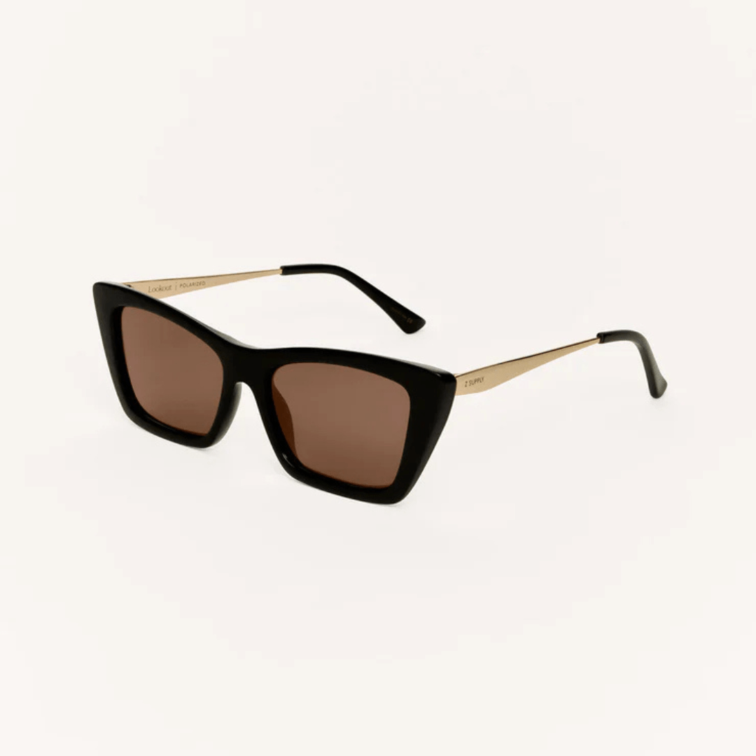 Z Supply Lookout Sunglasses - Polished Black - Brown - Z Supply