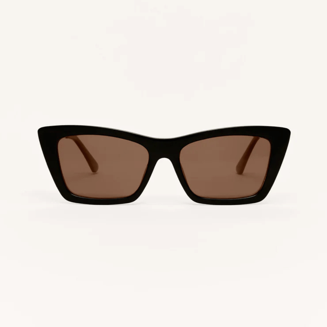 Z Supply Lookout Sunglasses - Polished Black - Brown - Z Supply