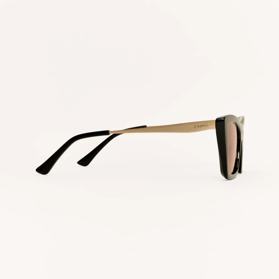 Z Supply Lookout Sunglasses - Polished Black - Brown - Z Supply