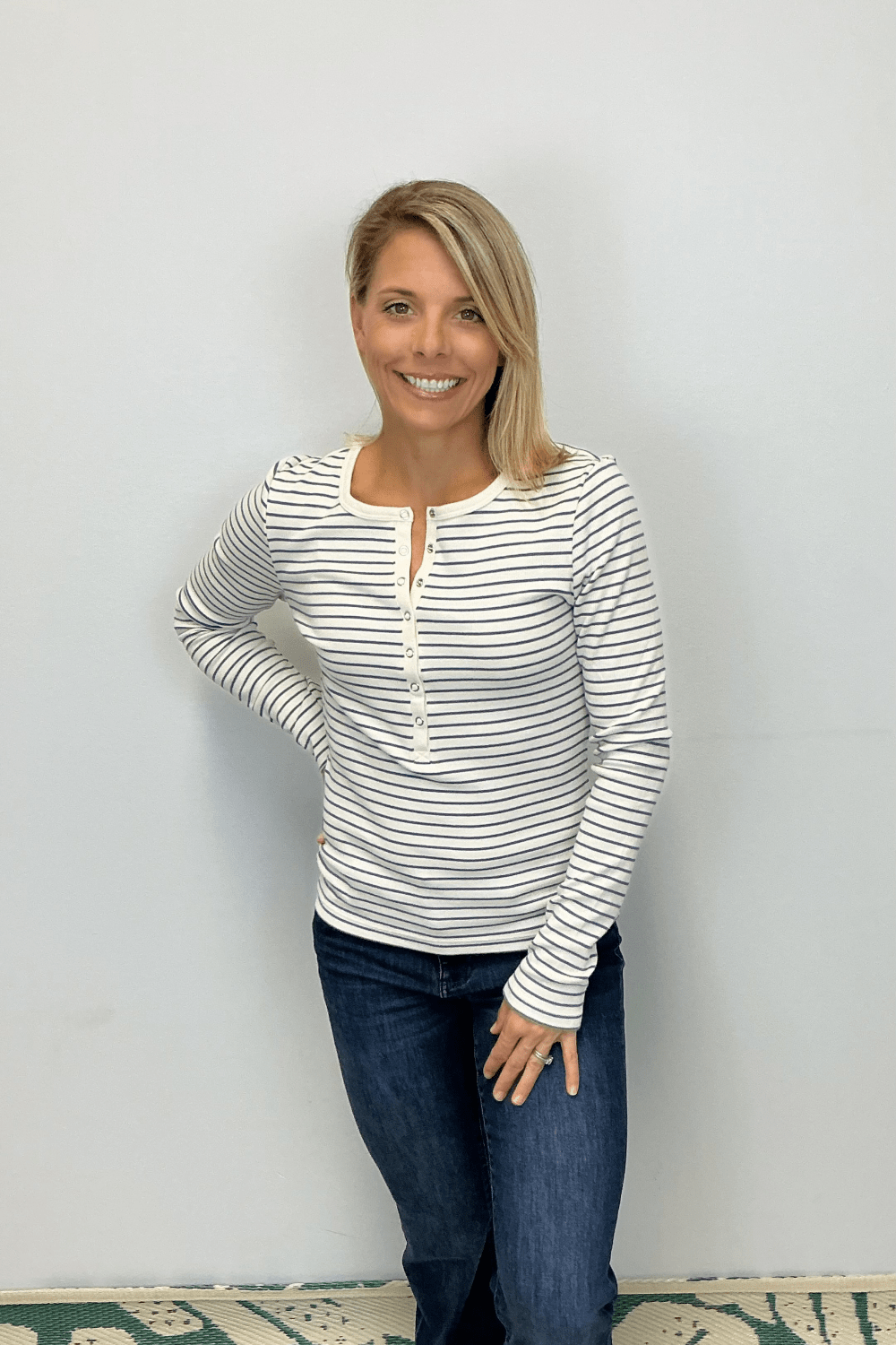 Z Supply Stella Stripe Henley - Crystal - Z Supply