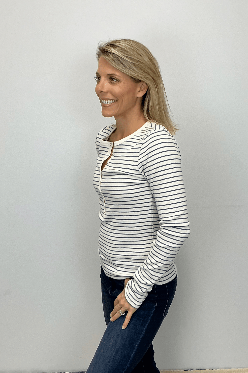 Z Supply Stella Stripe Henley - Crystal - Z Supply