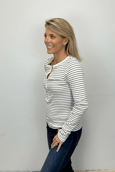 Z Supply Stella Stripe Henley - Crystal - Z Supply