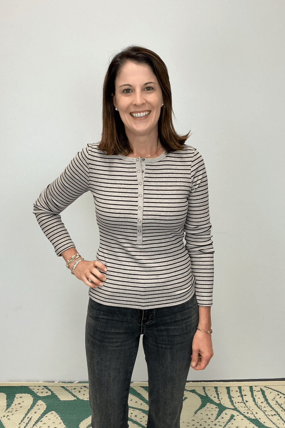 Z Supply Stella Stripe Henley - Heather Taupe - Z Supply