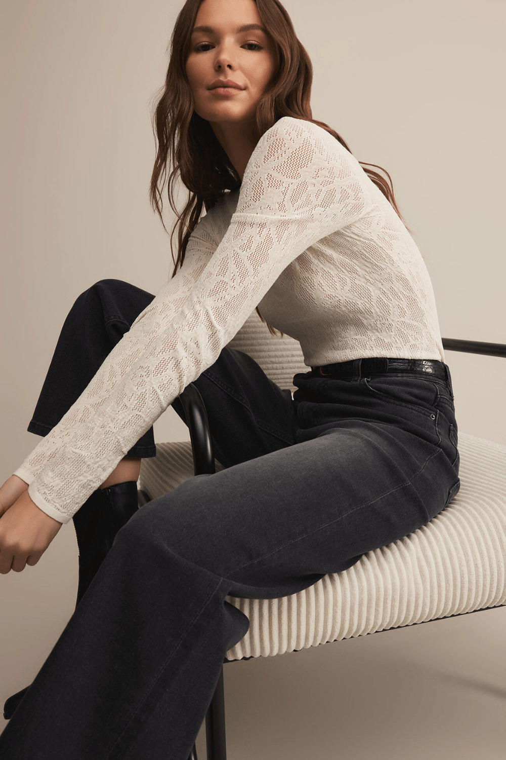 Z Supply Tibi Scoop Mesh Sweater - Crystal - Z Supply