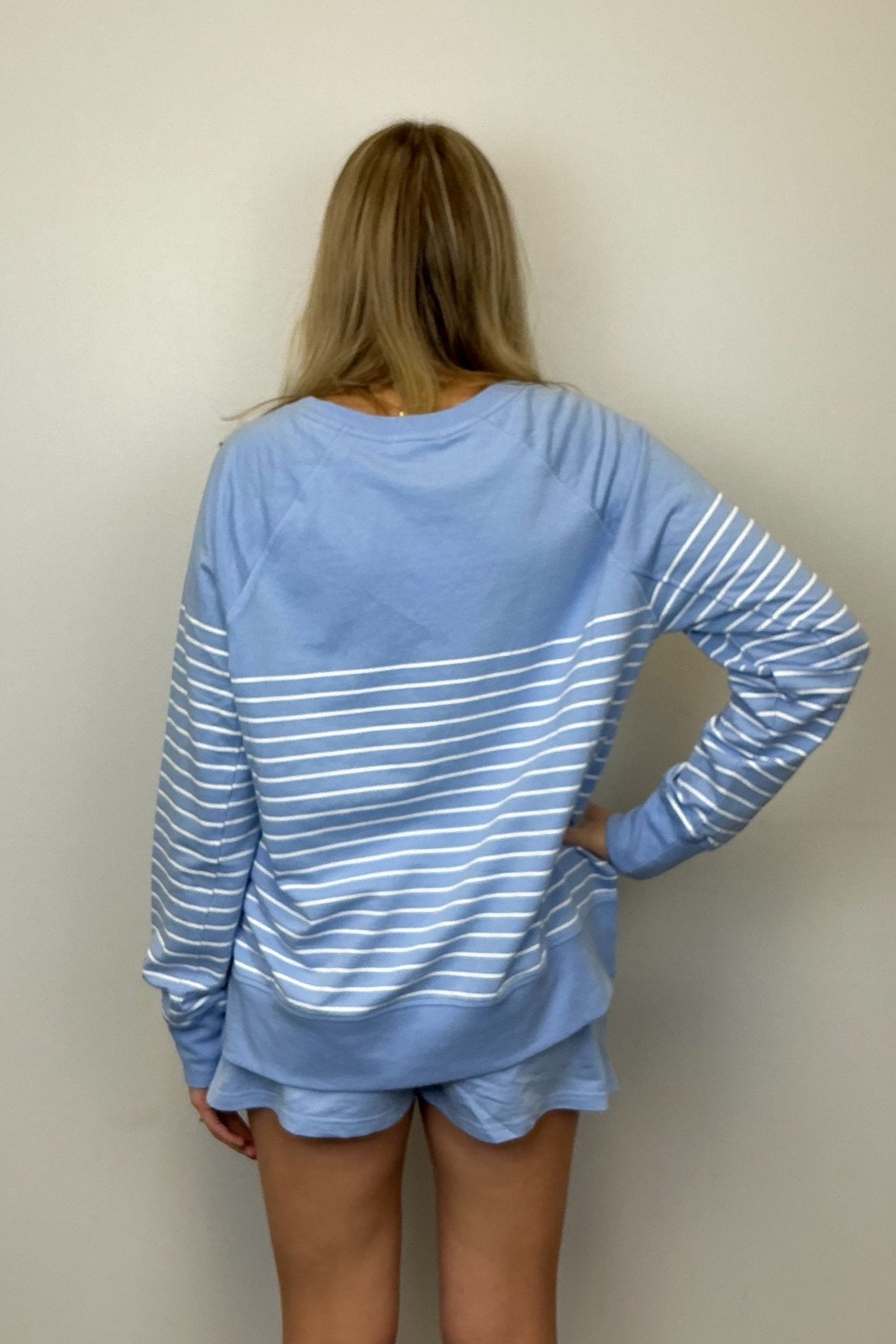 Z Supply Weekender Stripe V Neck - Barcelona Blue - Z Supply