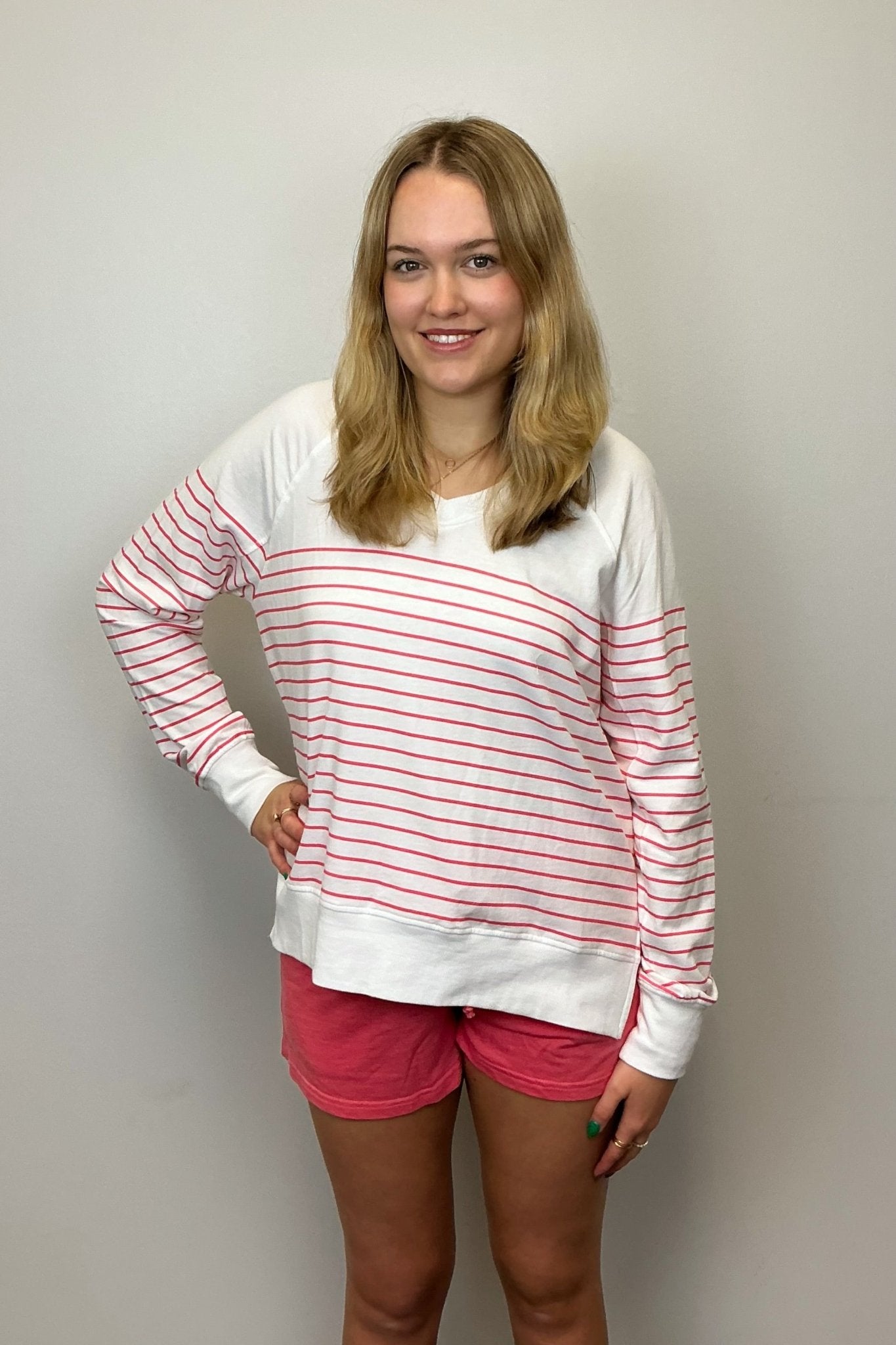 Z Supply Weekender Stripe V Neck - White - Z Supply