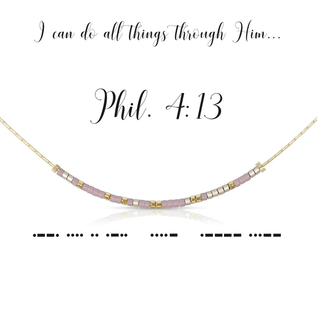 Dot & Dash Morse Code Necklace - Philippians 4:13 - Dot & Dash Designs
