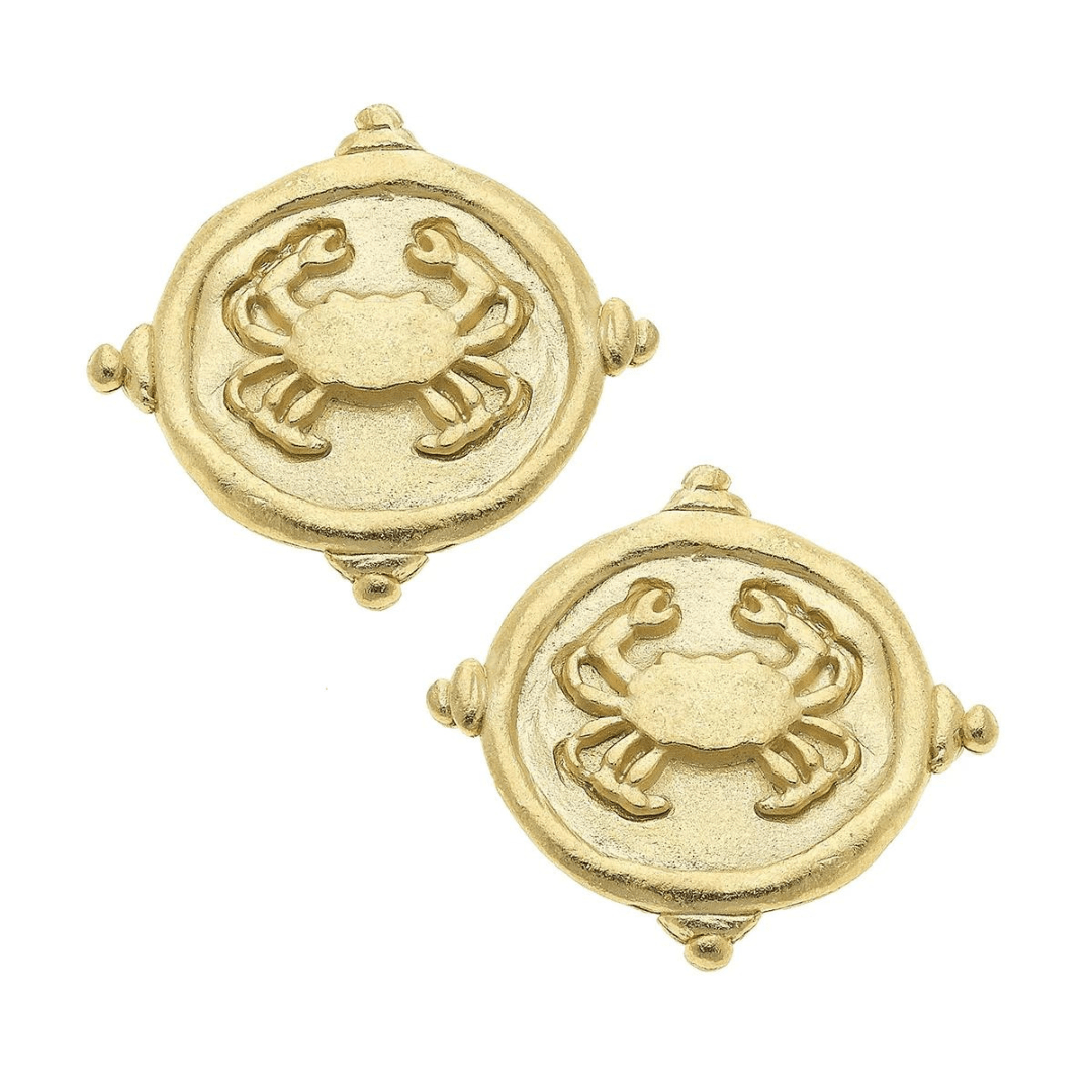 Susan Shaw Crab Intaglio Studs - Gold - Susan Shaw