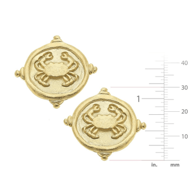Susan Shaw Crab Intaglio Studs - Gold - Susan Shaw