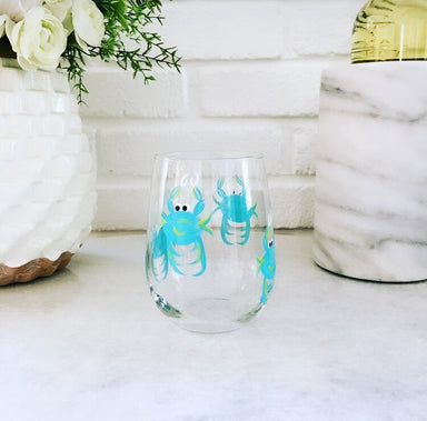 Wine by Design Hand - painted Crab Stemless Wine Glass - Wine By Design