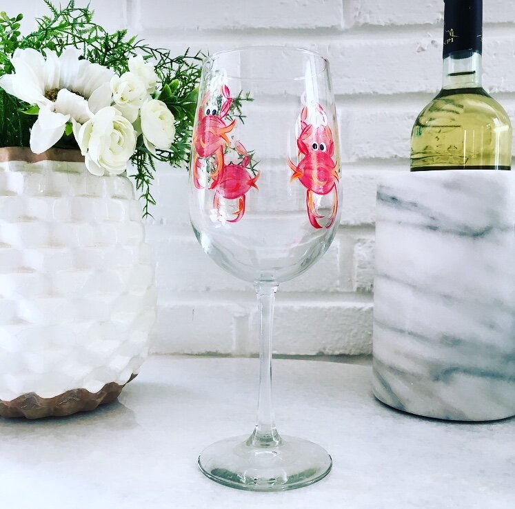 Wine by Design Hand - painted Crab Wine Glass - Wine By Design