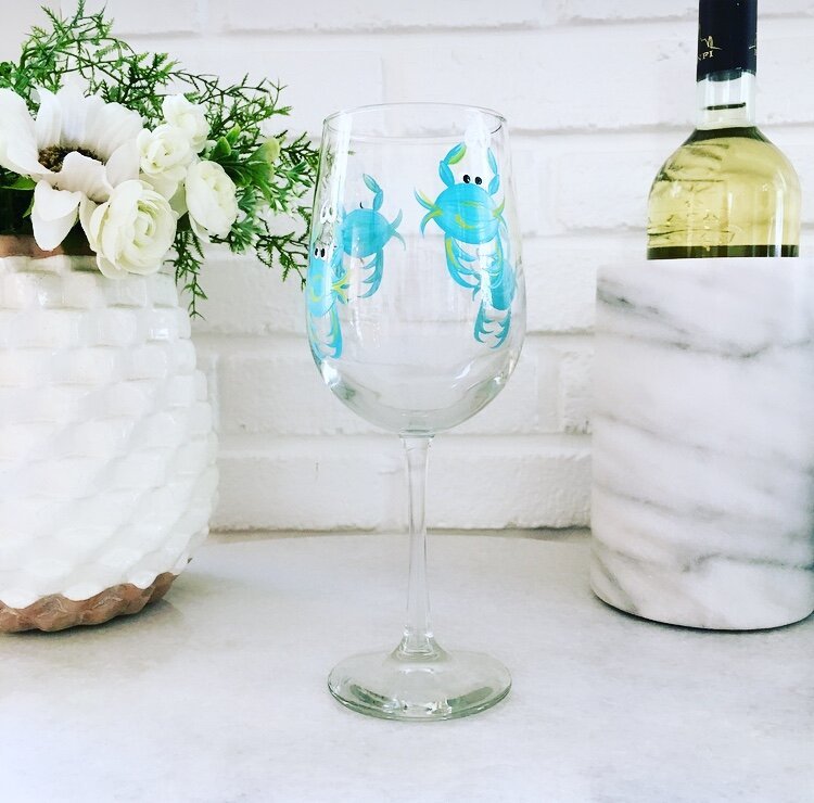 Wine by Design Hand - painted Crab Wine Glass - Wine By Design